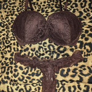 Victoria's Secret Dark Brown Lace Bra Set